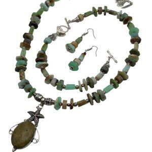 Handmade Jewelry Set ~ Unakite & Starfish, Prehnite, Amazonite, Crystal & Pewter